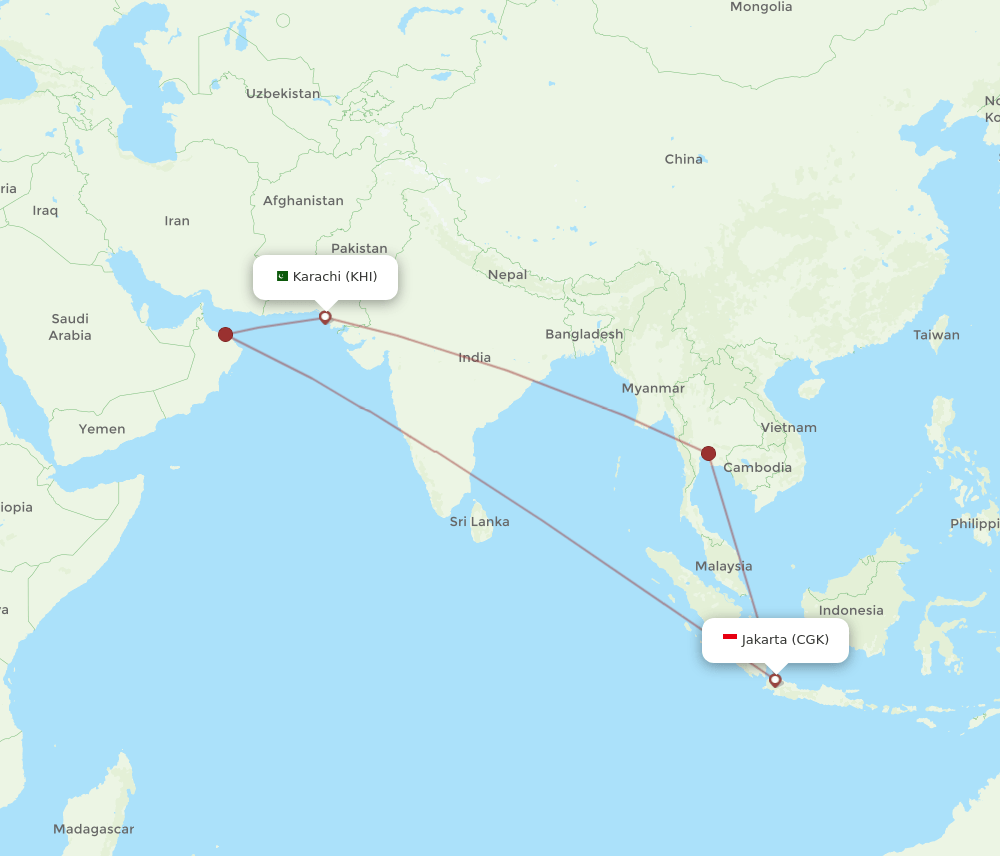 KHI-CGK flight routes