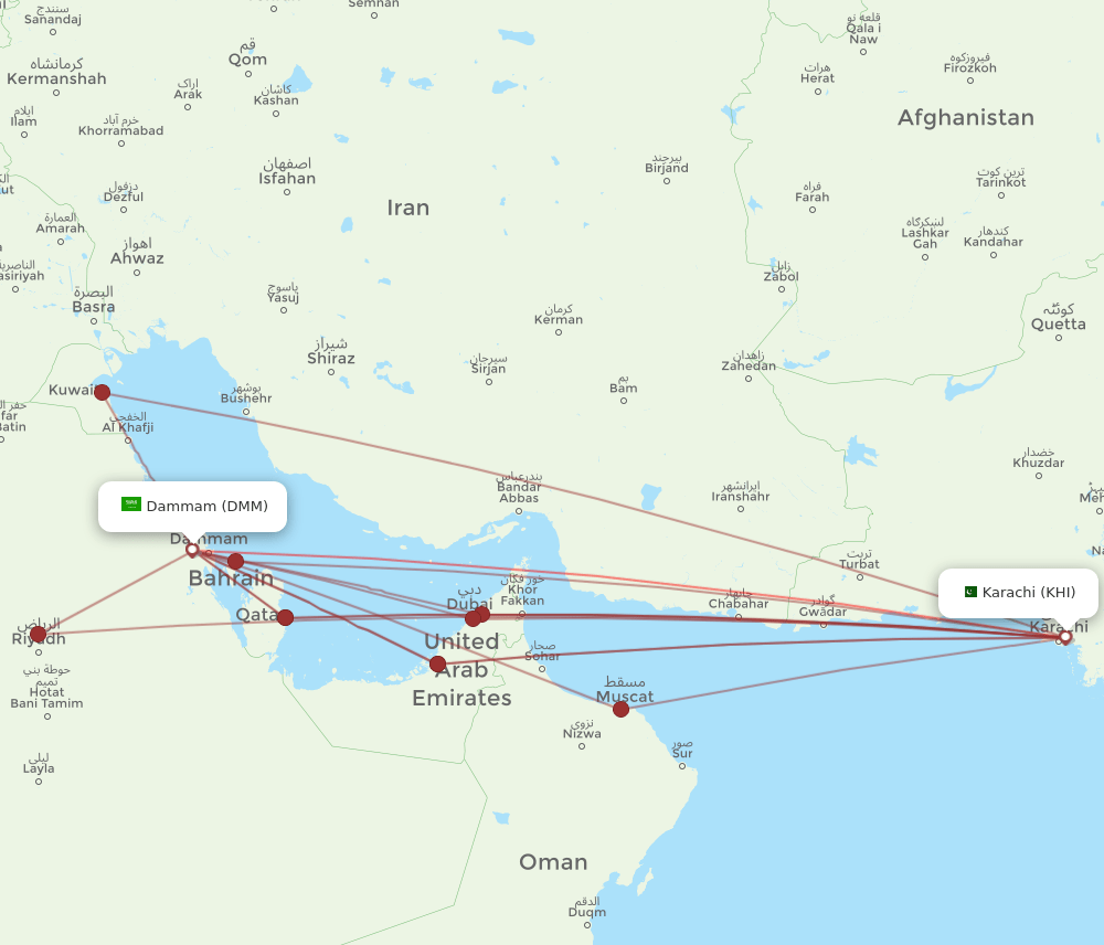 KHI-DMM flight routes