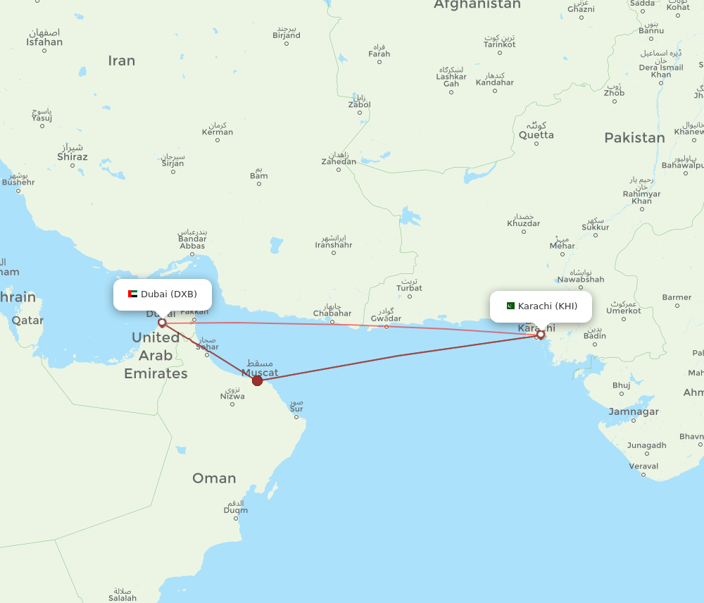 KHI-DXB flight routes