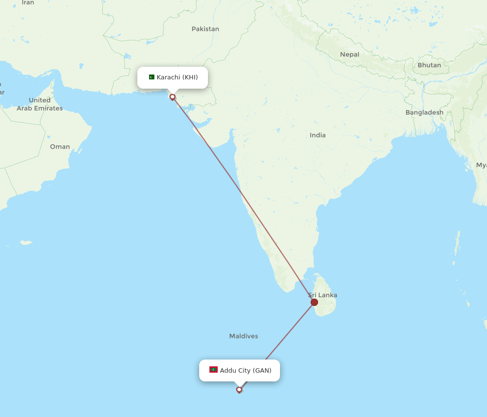 KHI-GAN flight routes