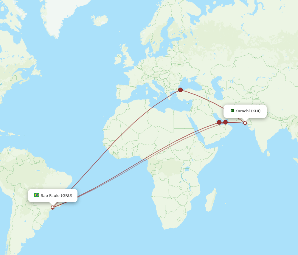 KHI-GRU flight routes