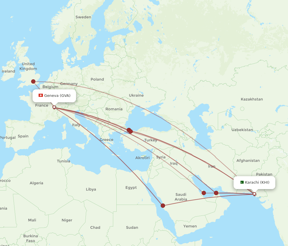 KHI-GVA flight routes