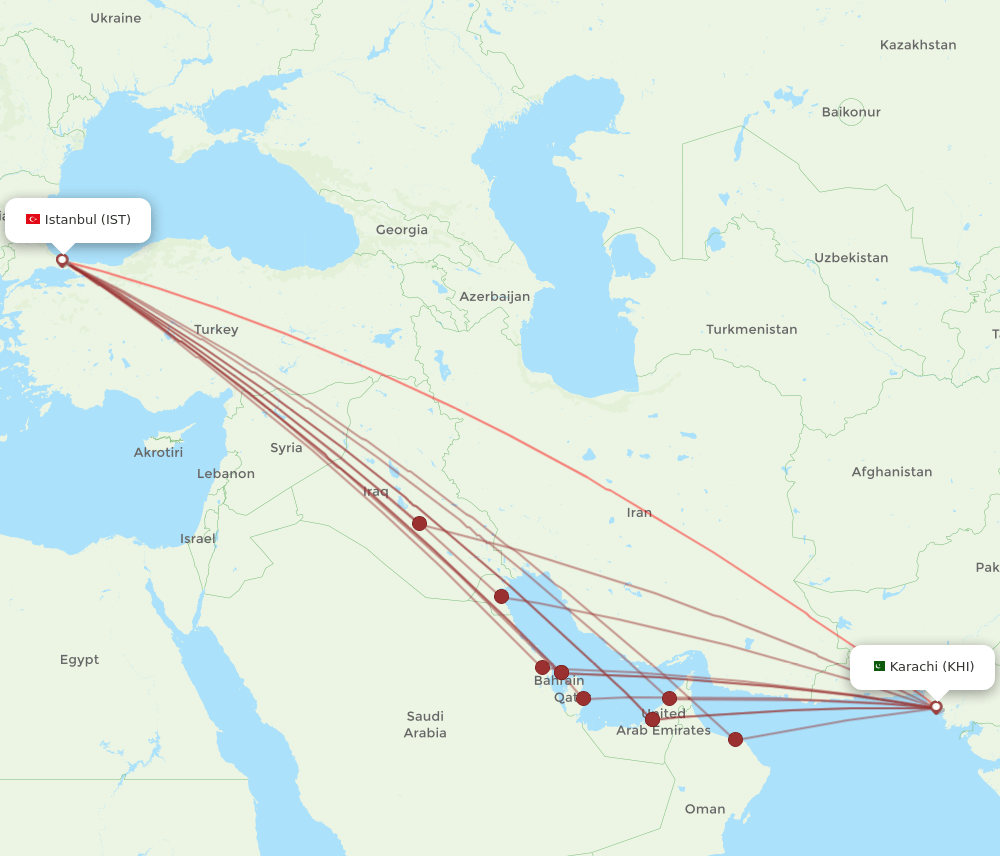 KHI-IST flight routes