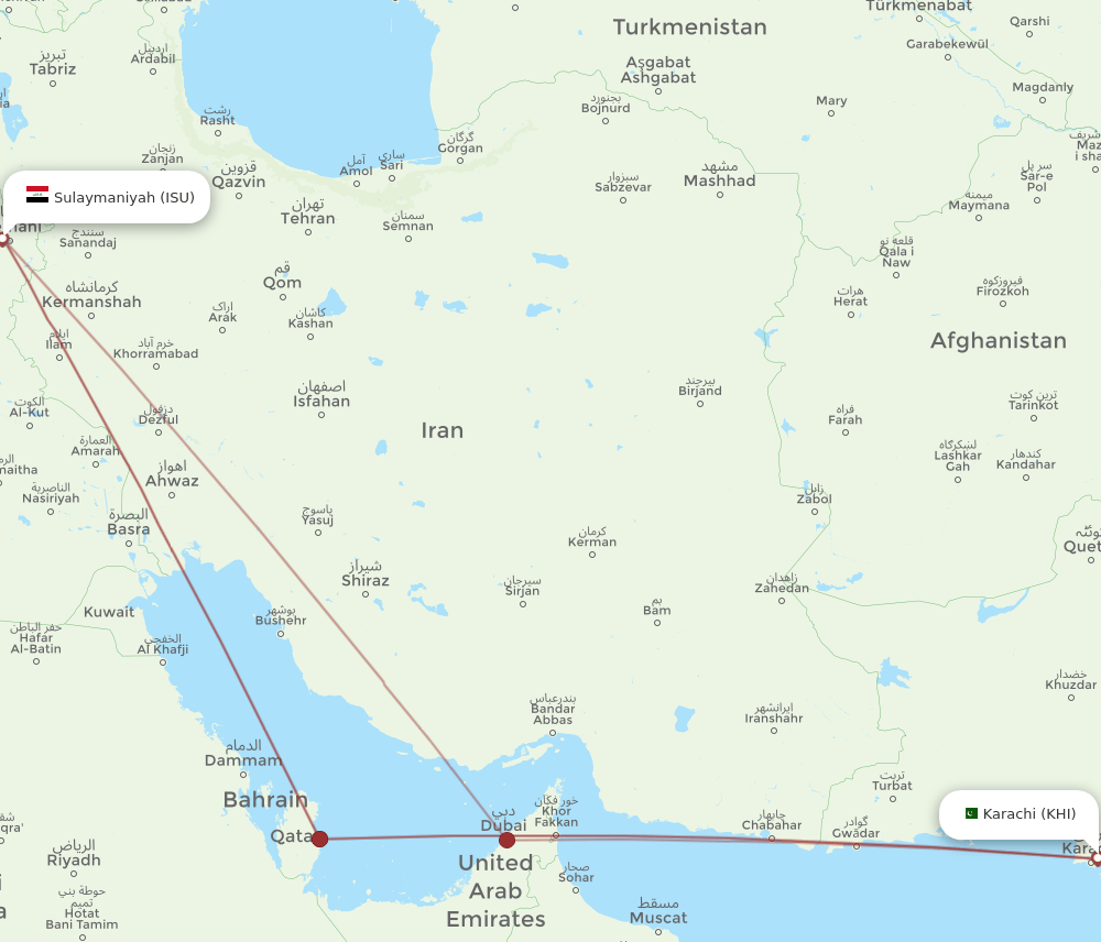 KHI-ISU flight routes