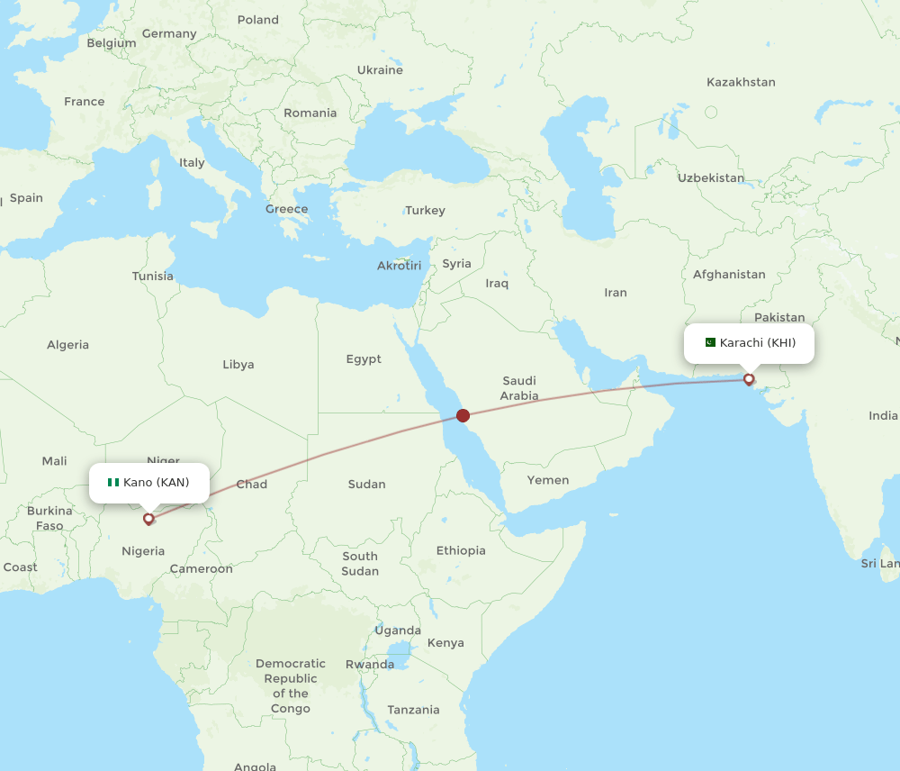 KHI-KAN flight routes