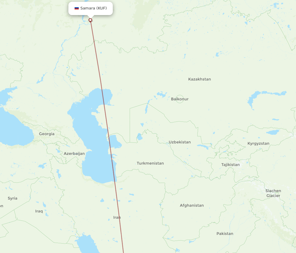 KHI to KUF flights and routes map