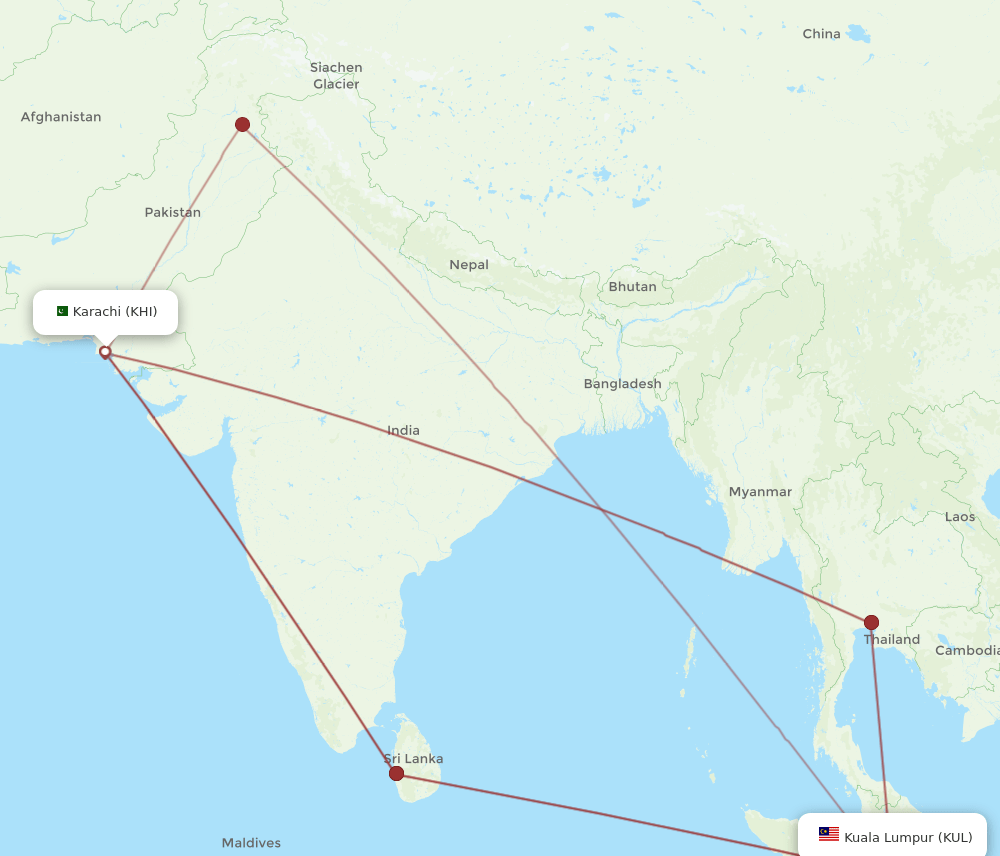 KHI-KUL flight routes