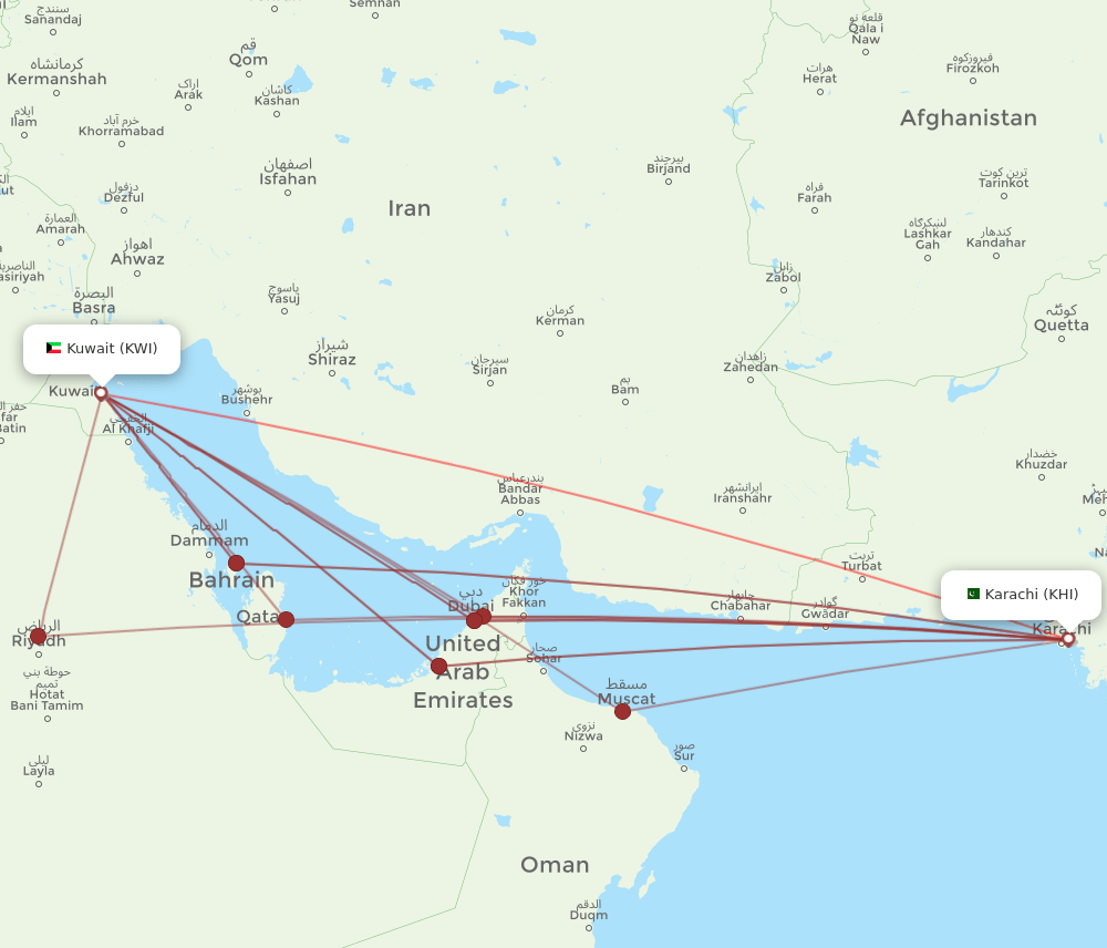 KHI-KWI flight routes
