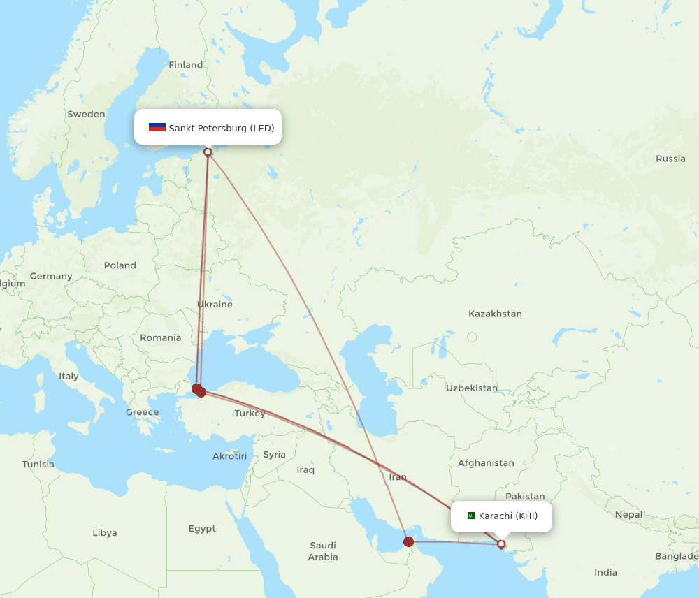 KHI-LED flight routes