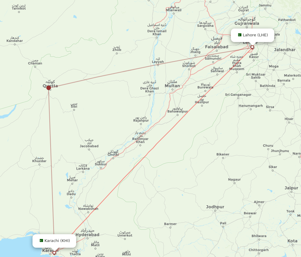 KHI-LHE flight routes