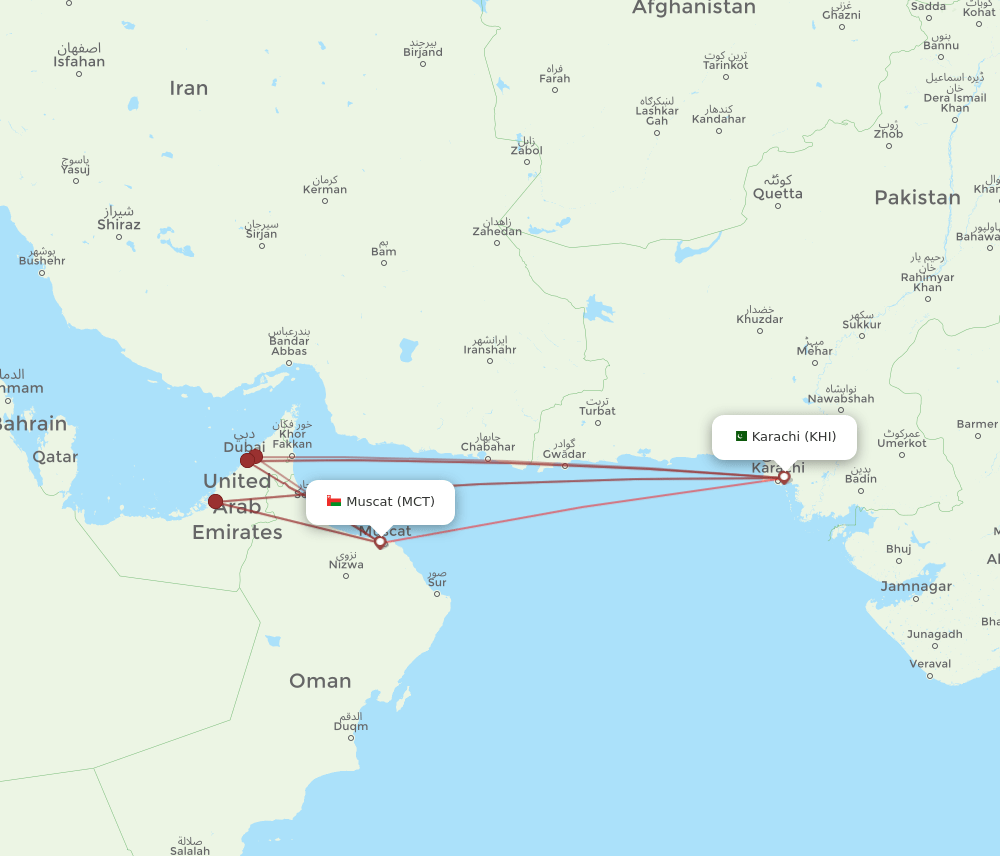 KHI-MCT flight routes