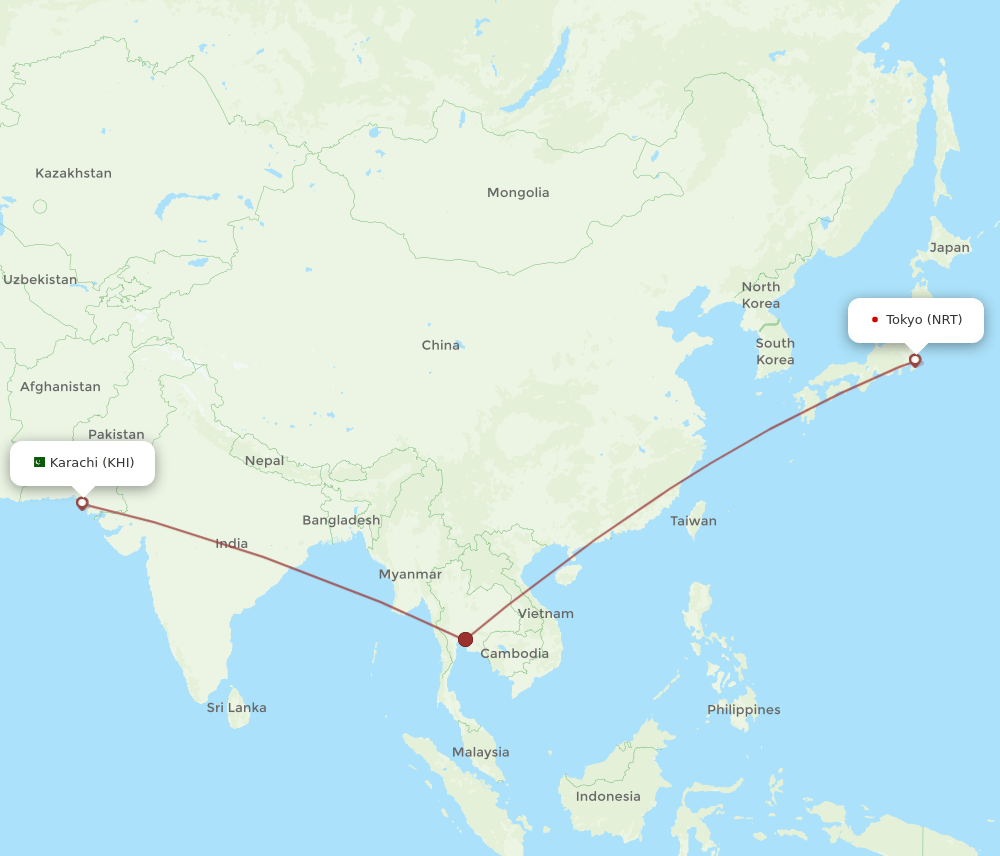 KHI-NRT flight routes