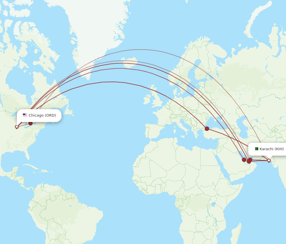 KHI-ORD flight routes