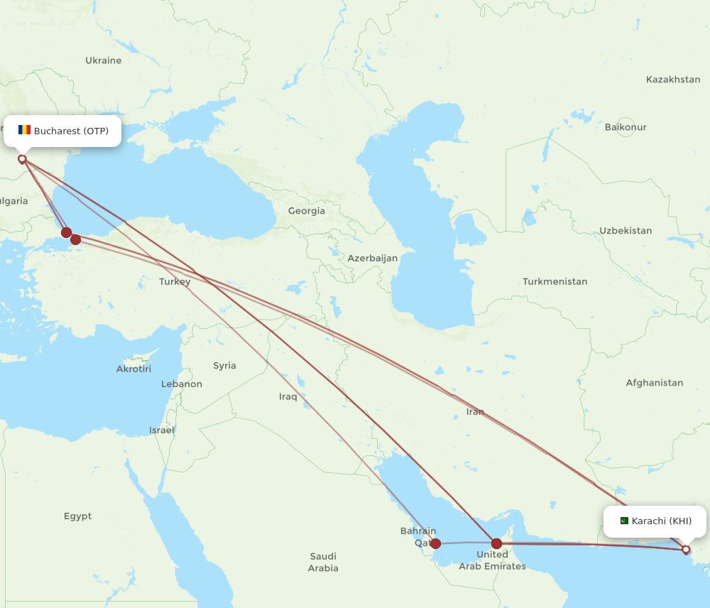 KHI-OTP flight routes
