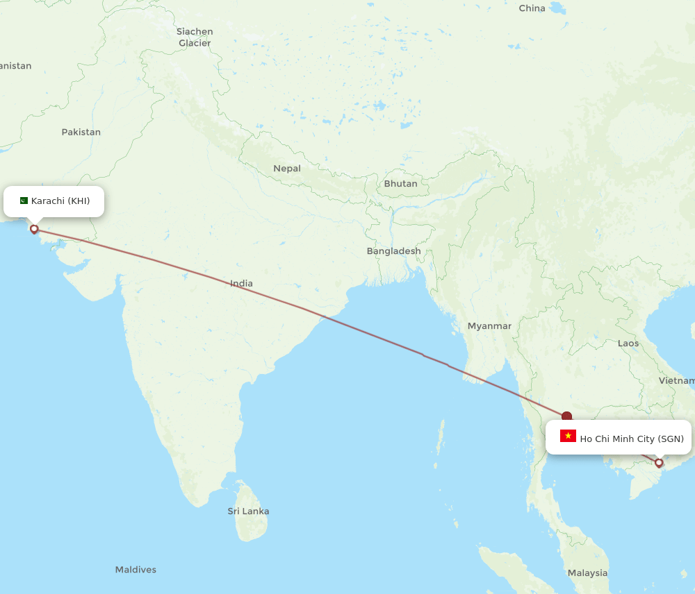 KHI-SGN flight routes