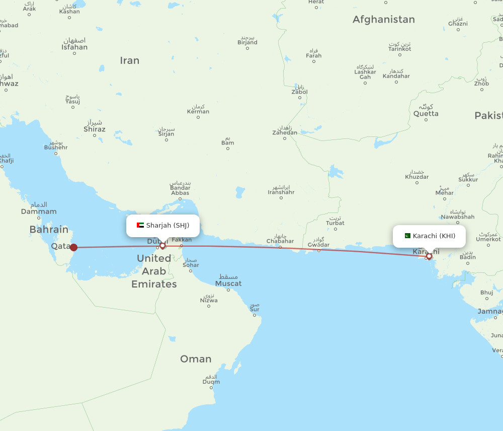 KHI-SHJ flight routes