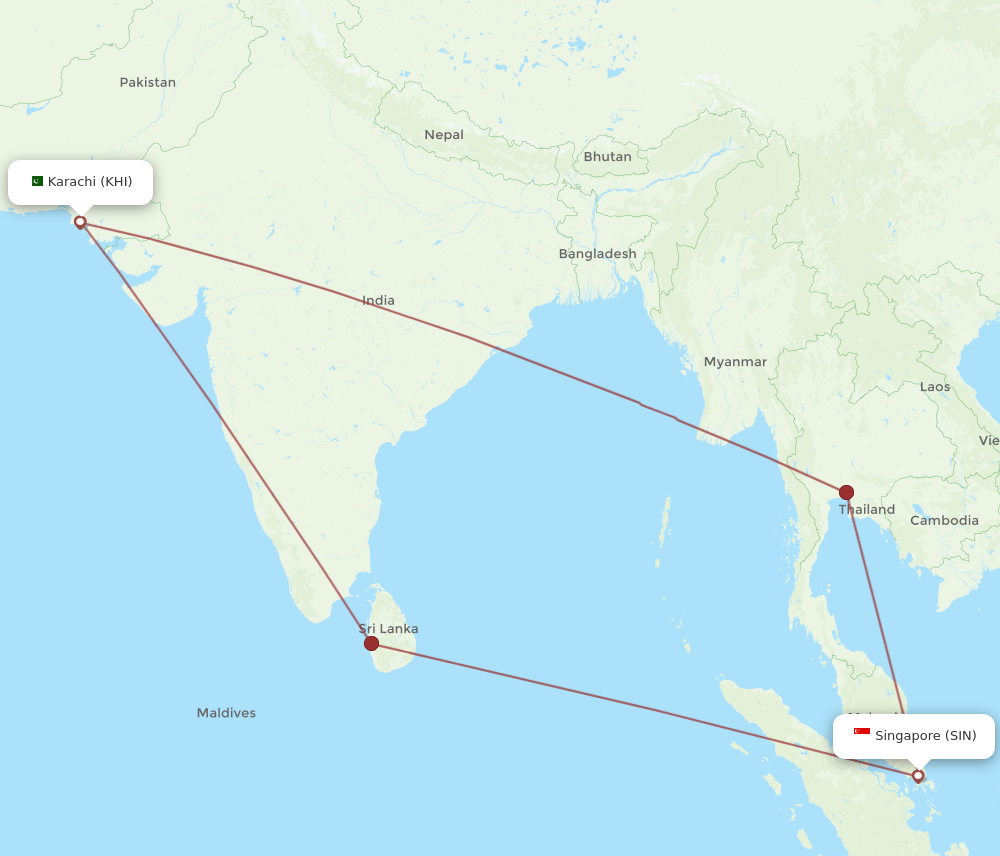 KHI-SIN flight routes