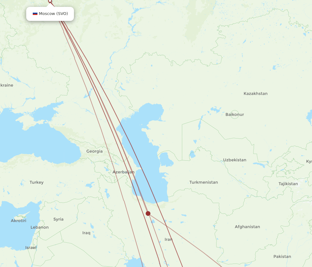 KHI to SVO flights and routes map