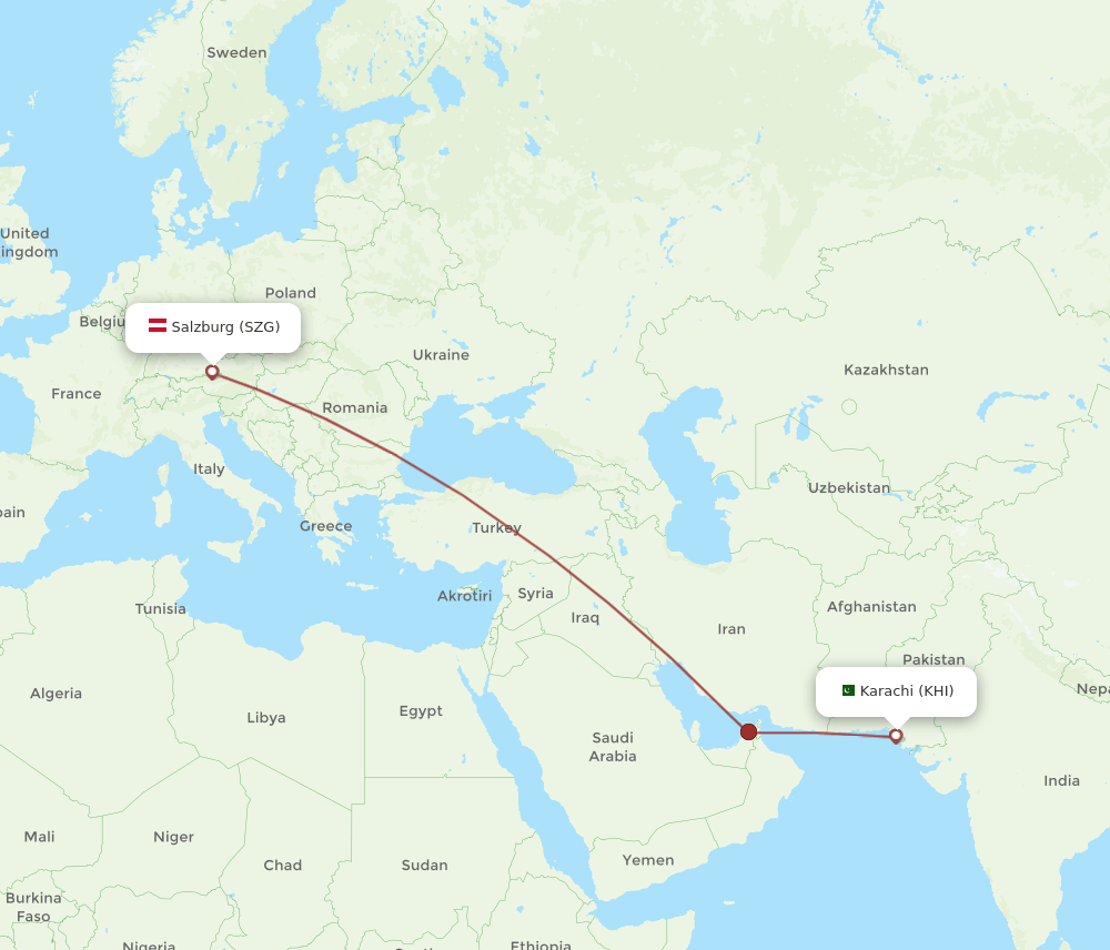 KHI-SZG flight routes