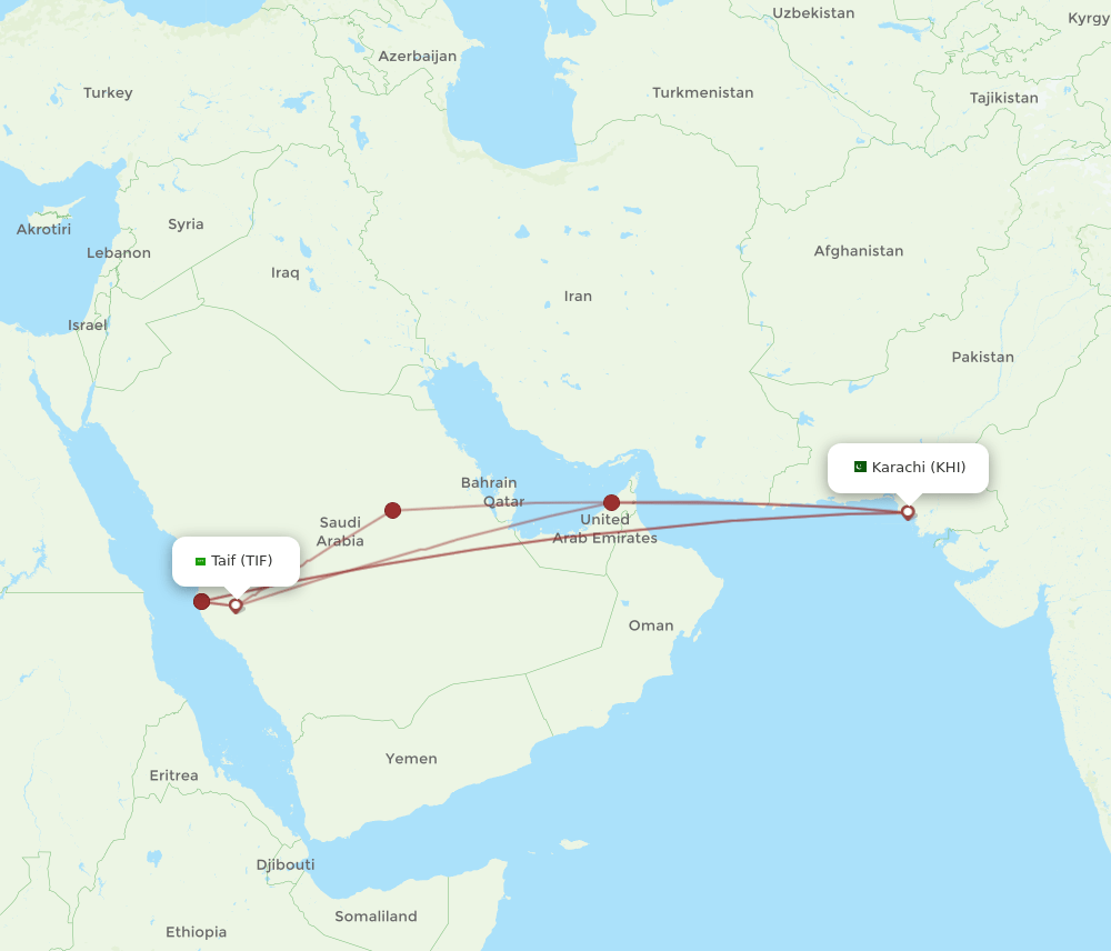 KHI-TIF flight routes