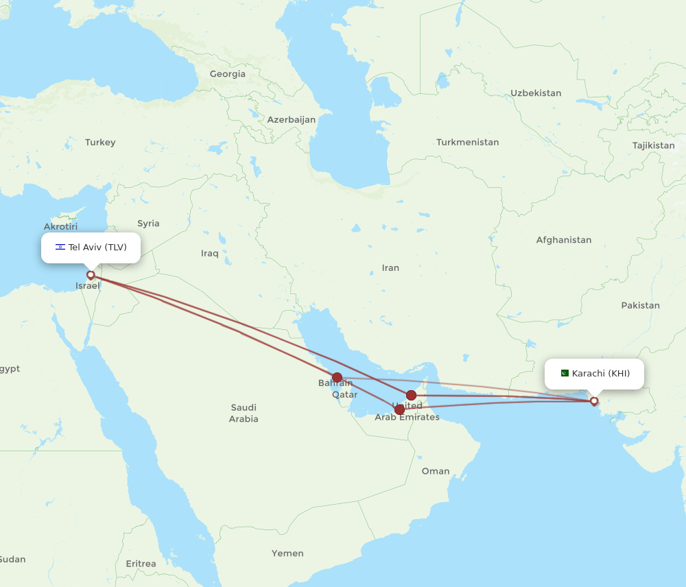 KHI-TLV flight routes