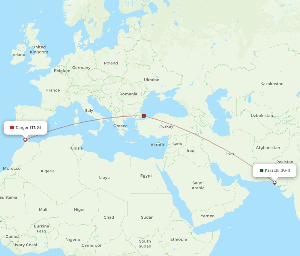 KHI-TNG flight routes