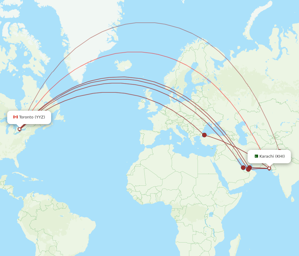 KHI-YYZ flight routes