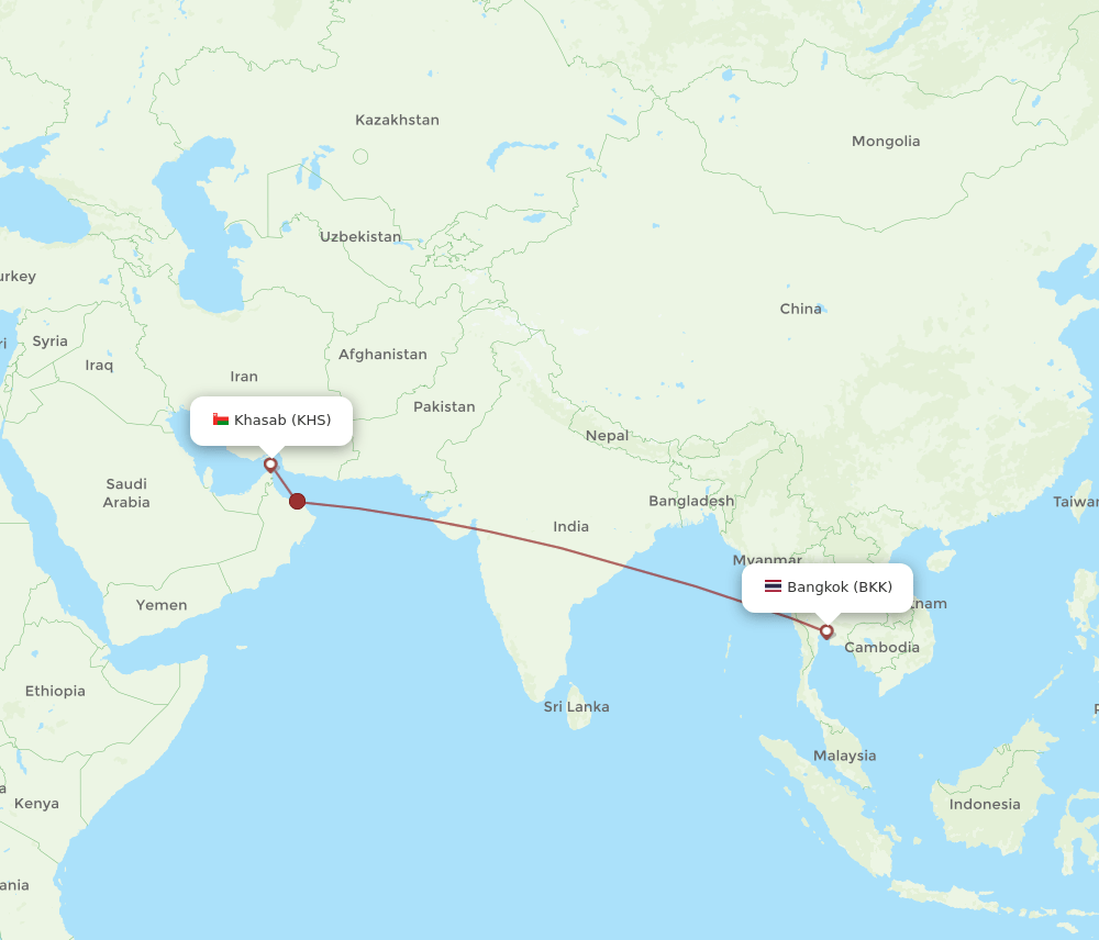 KHS-BKK flight routes