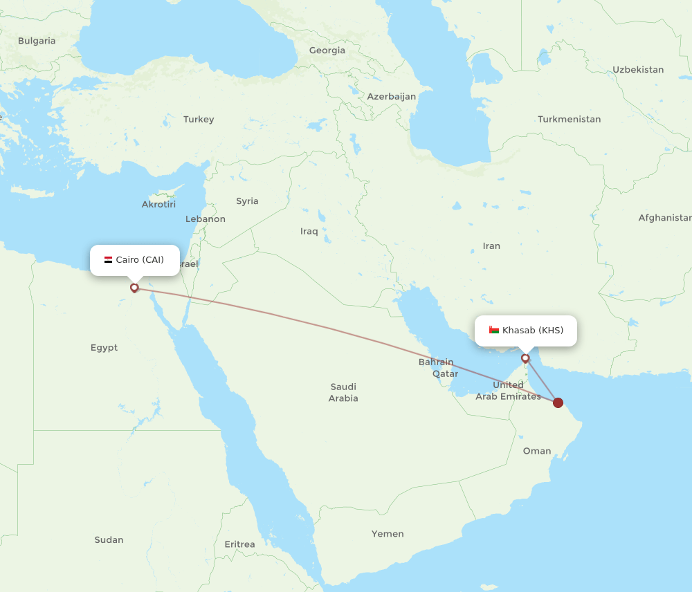 KHS to CAI flights and routes map