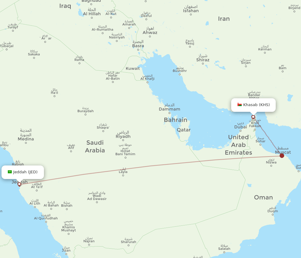KHS-JED flight routes