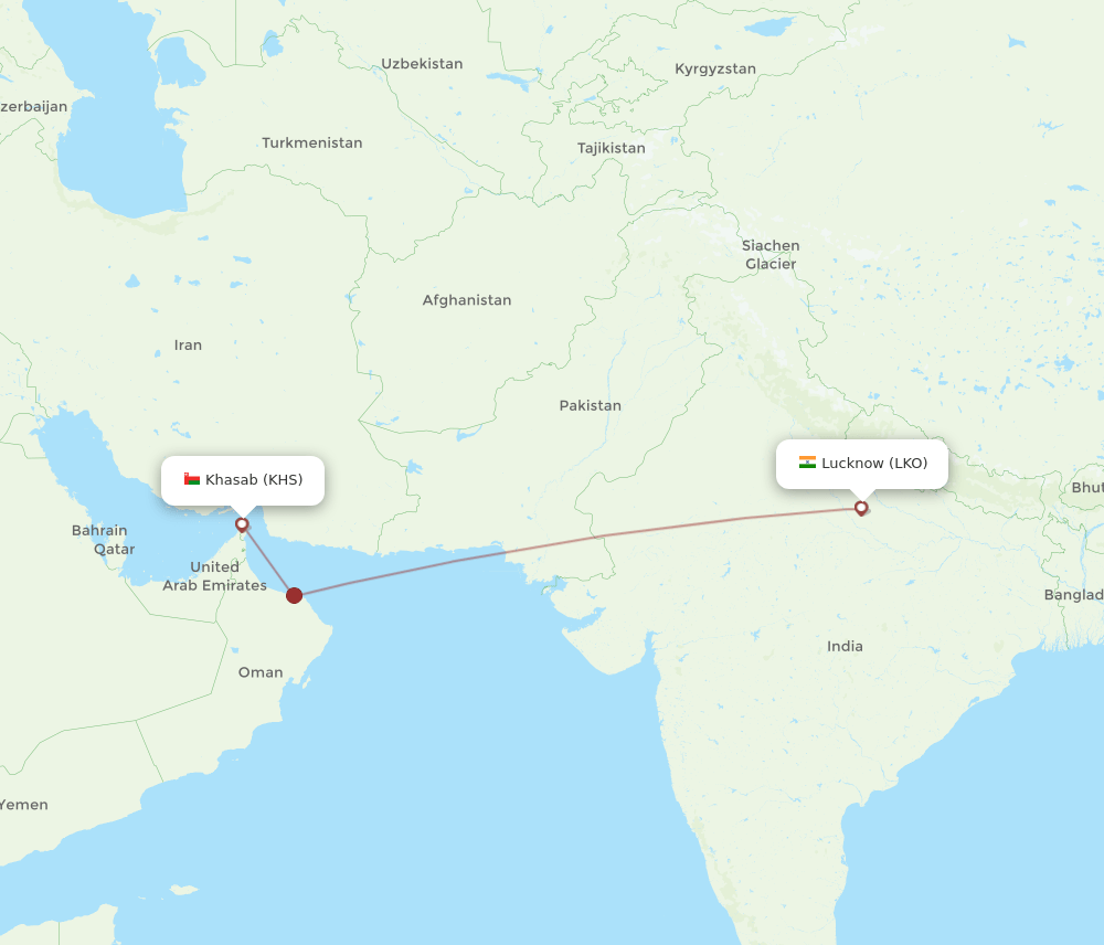 KHS-LKO flight routes