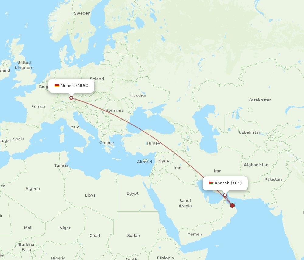 KHS-MUC flight routes