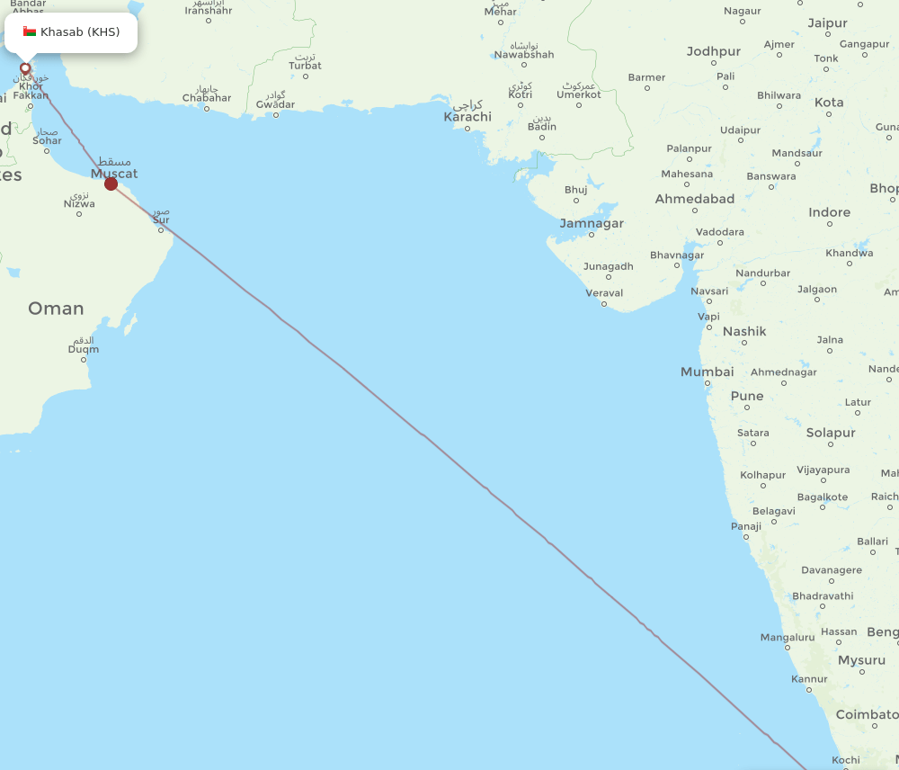 KHS-TRV flight routes
