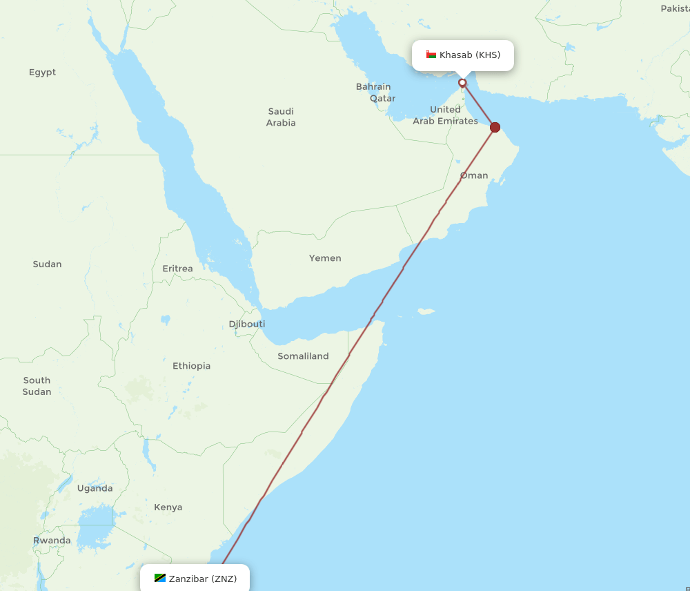 KHS-ZNZ flight routes