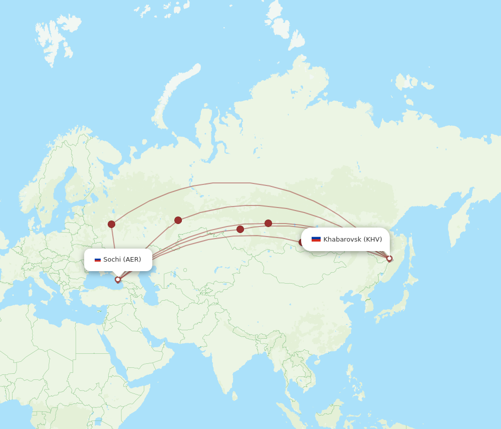 KHV to AER flights and routes map