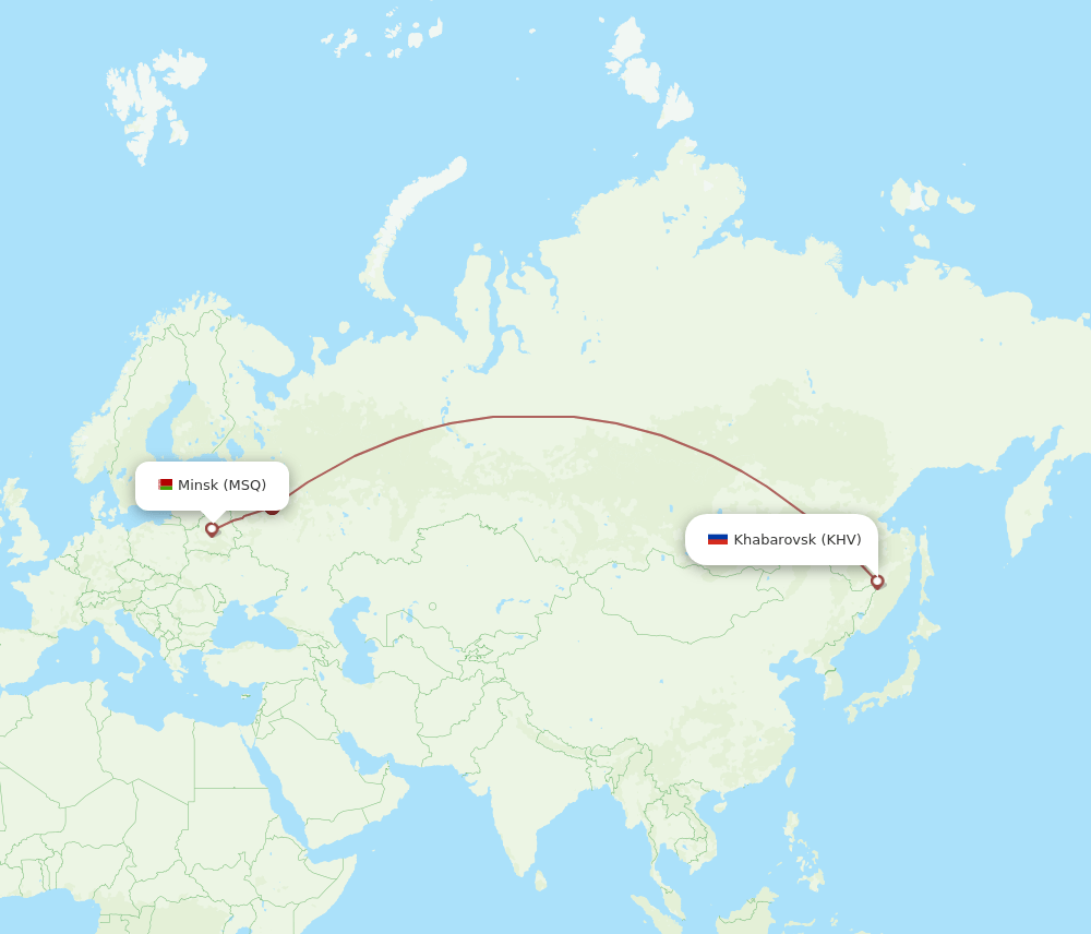 KHV-MSQ flight routes