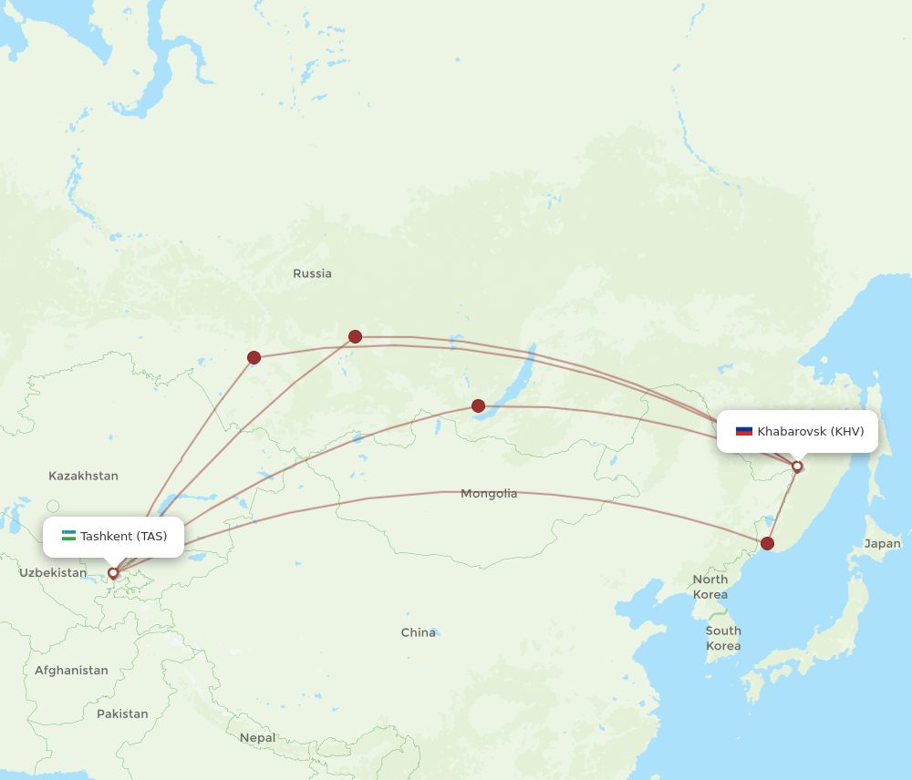 KHV-TAS flight routes