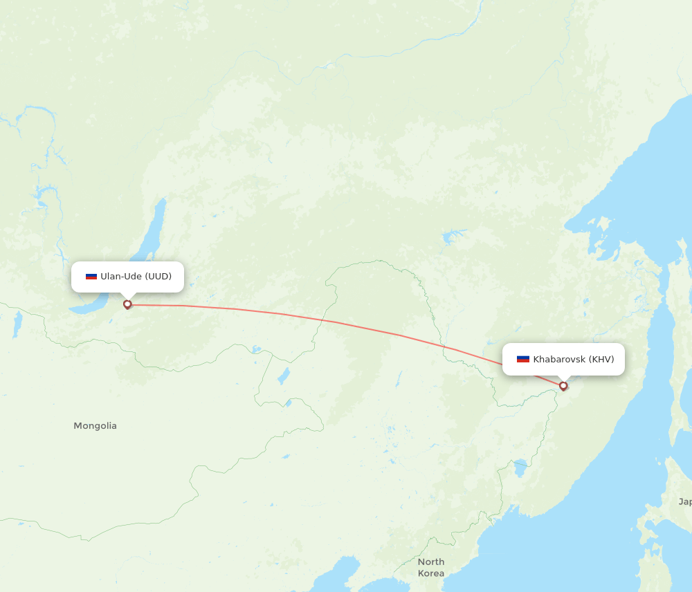 KHV to UUD flights and routes map