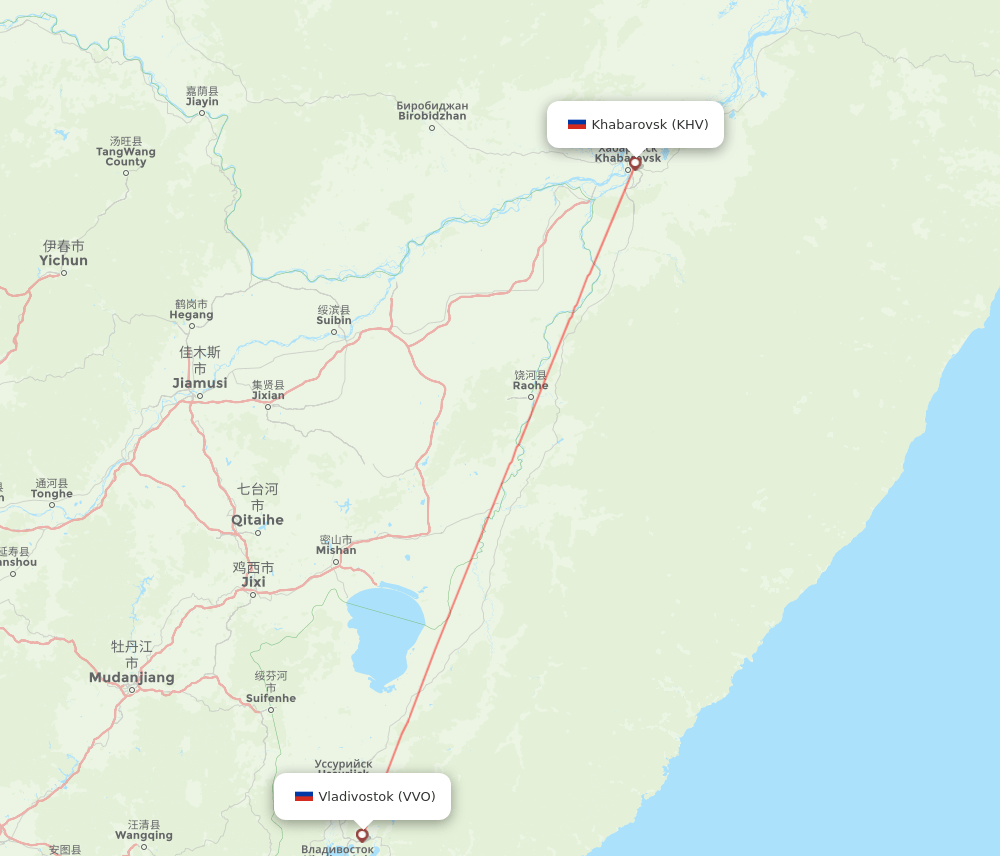 KHV to VVO flights and routes map
