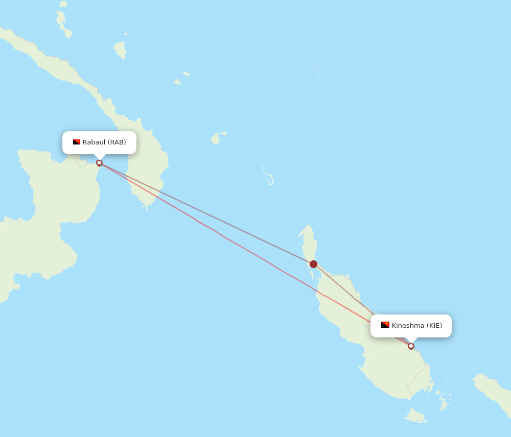 KIE to RAB flights and routes map