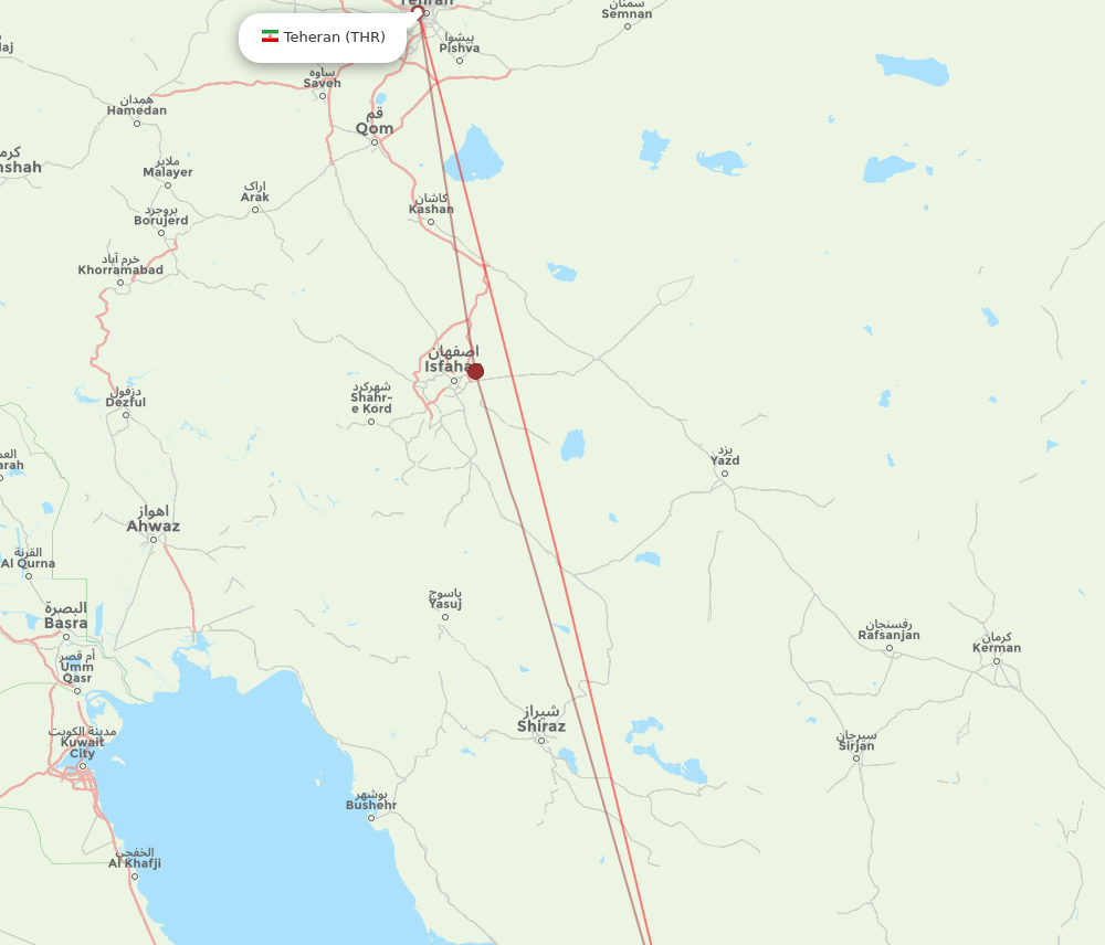 KIH to THR flights and routes map