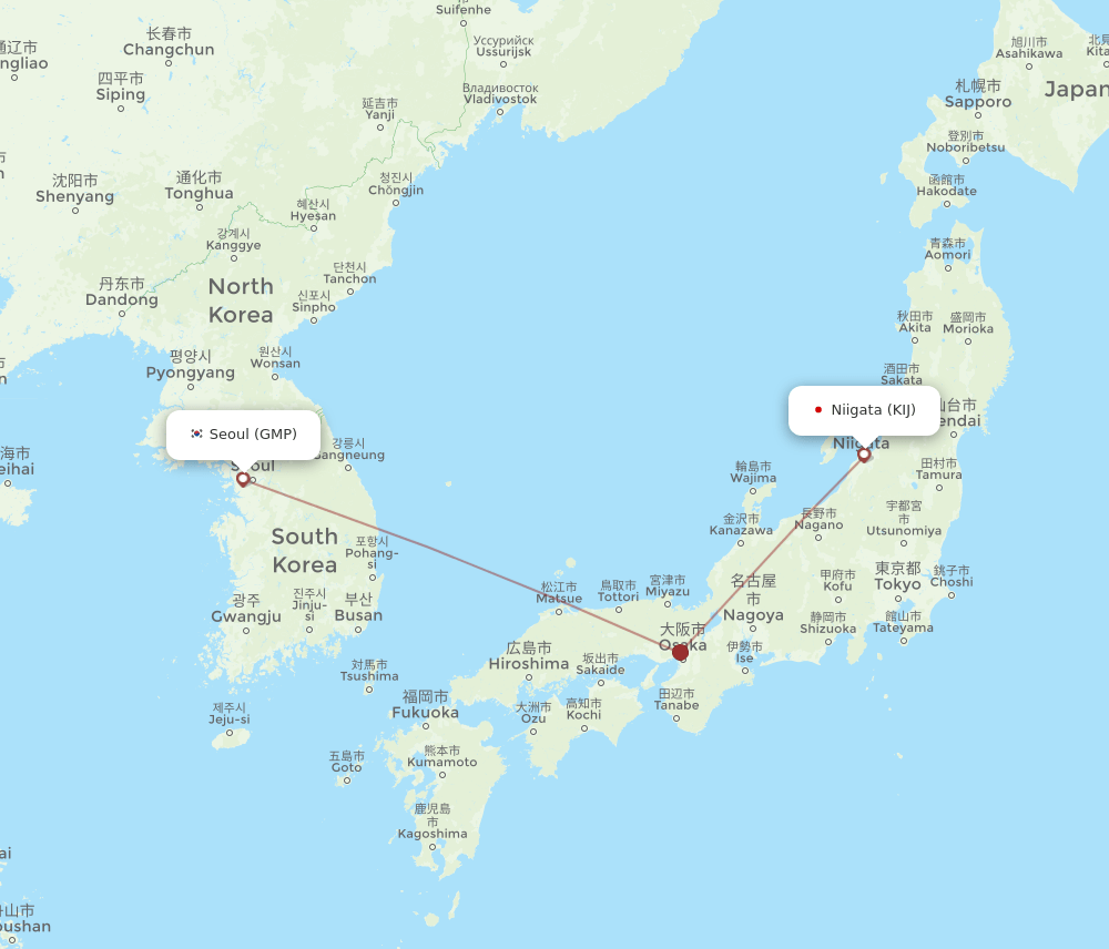 KIJ-GMP flight routes