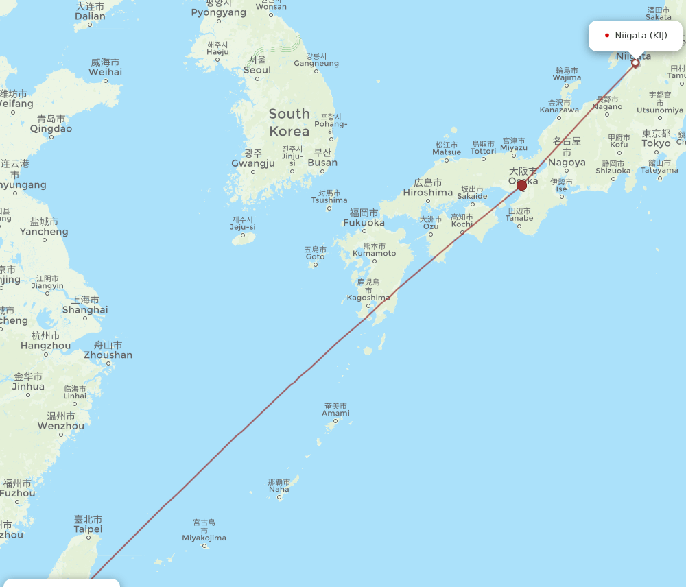 KIJ to KHH flights and routes map