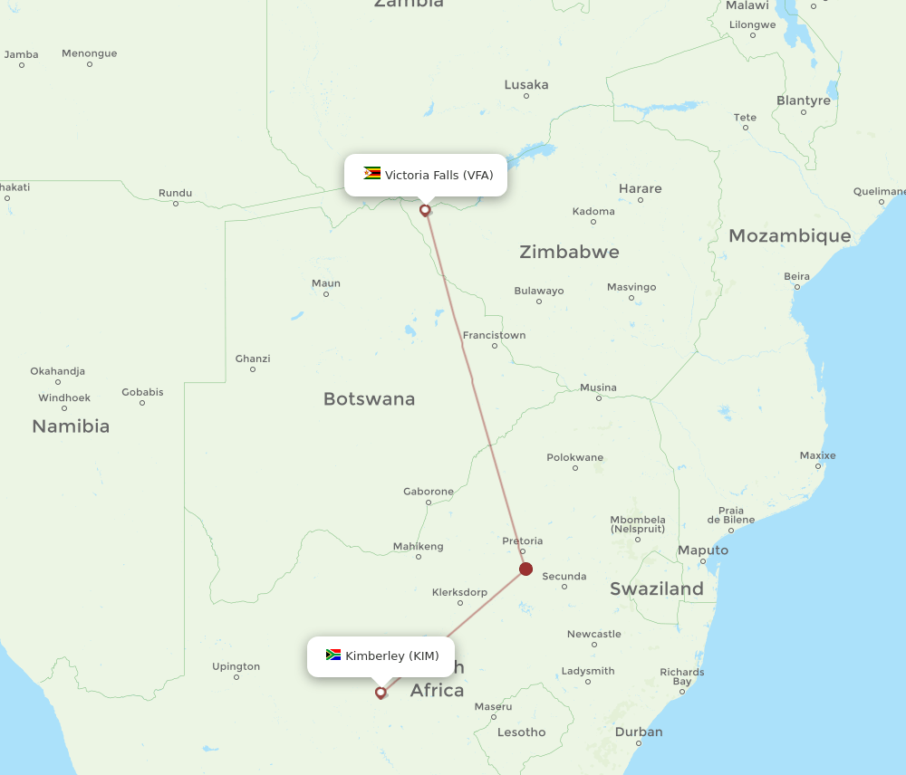 VFA to KIM flights and routes map