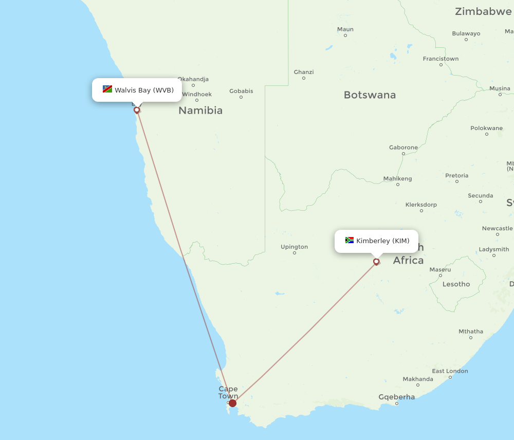 KIM to WVB flights and routes map