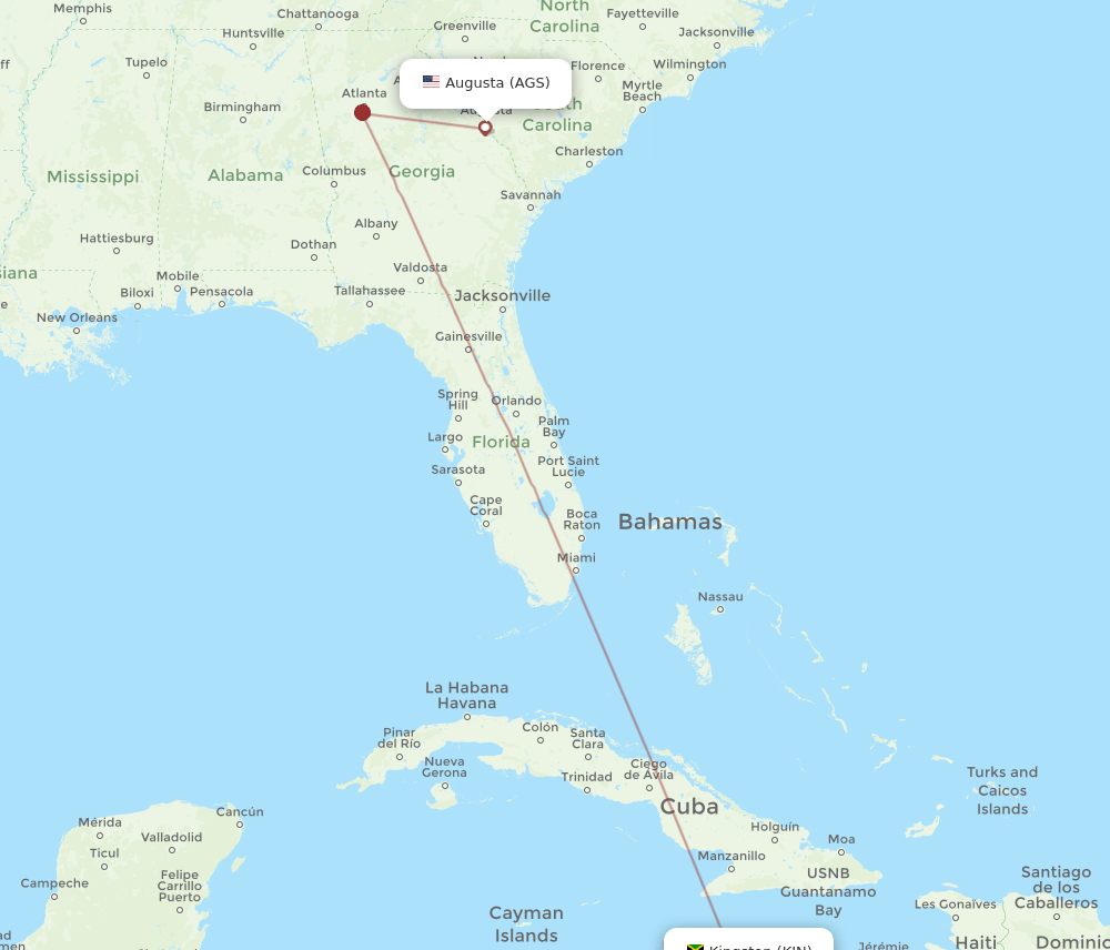 KIN-AGS flight routes