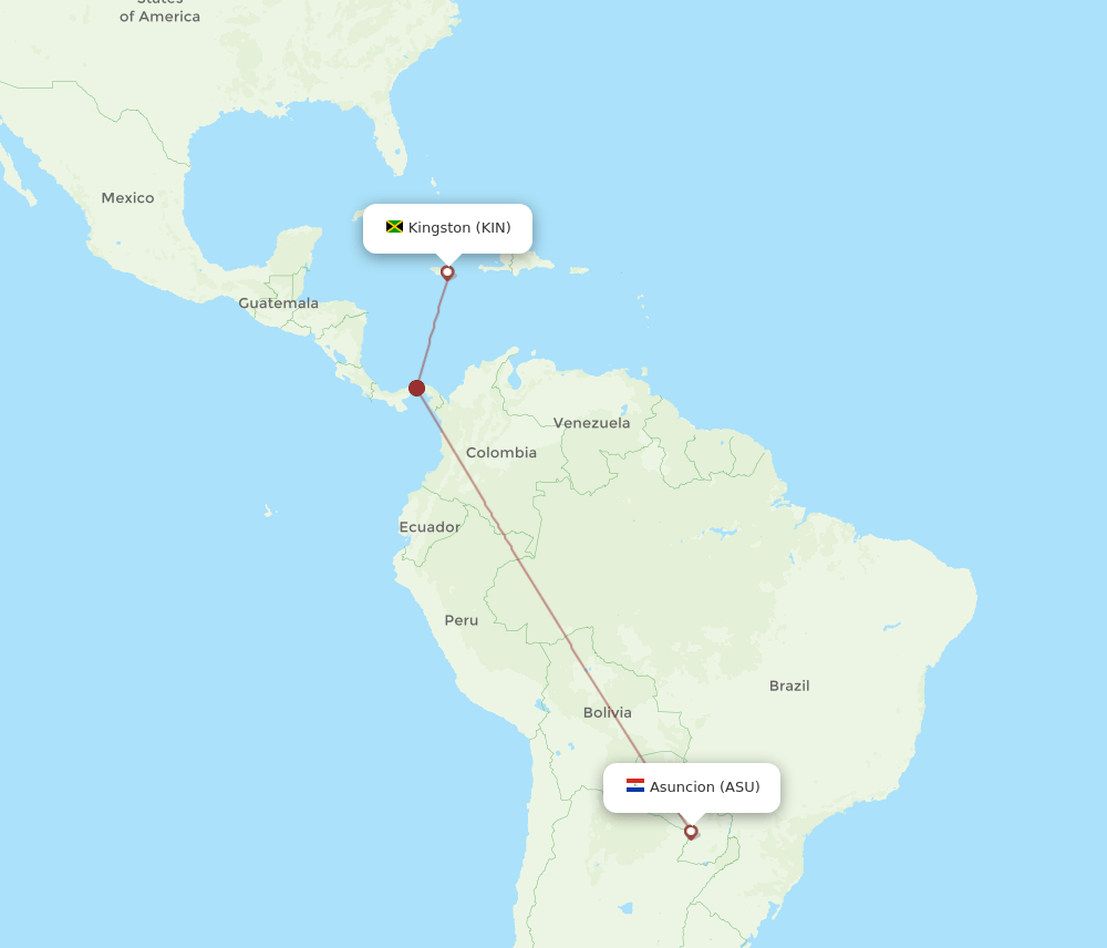 KIN-ASU flight routes