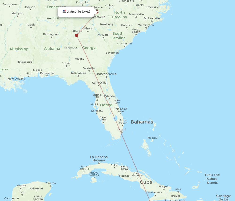 KIN-AVL flight routes
