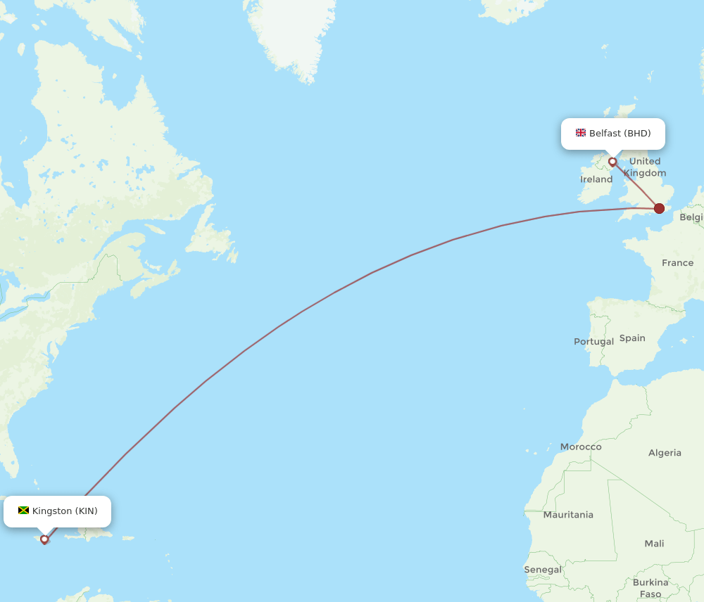 KIN-BHD flight routes