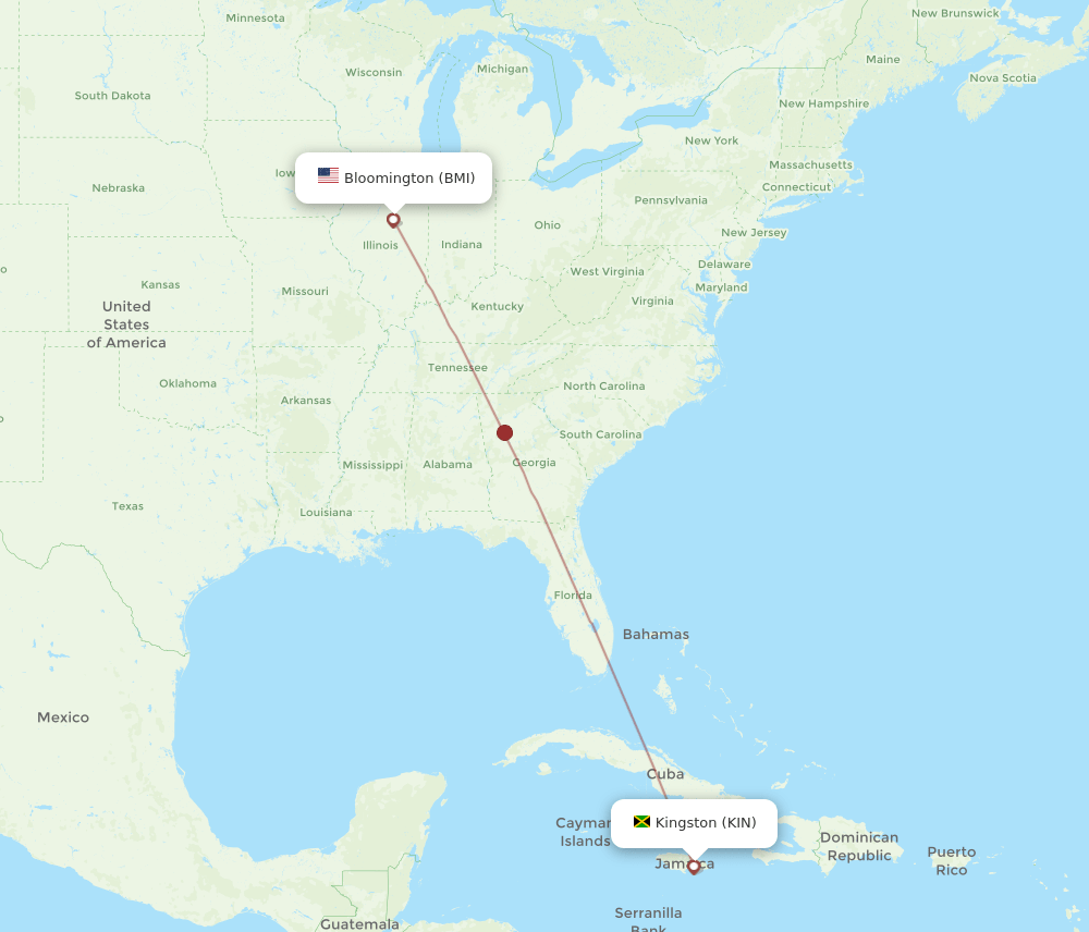 KIN to BMI flights and routes map